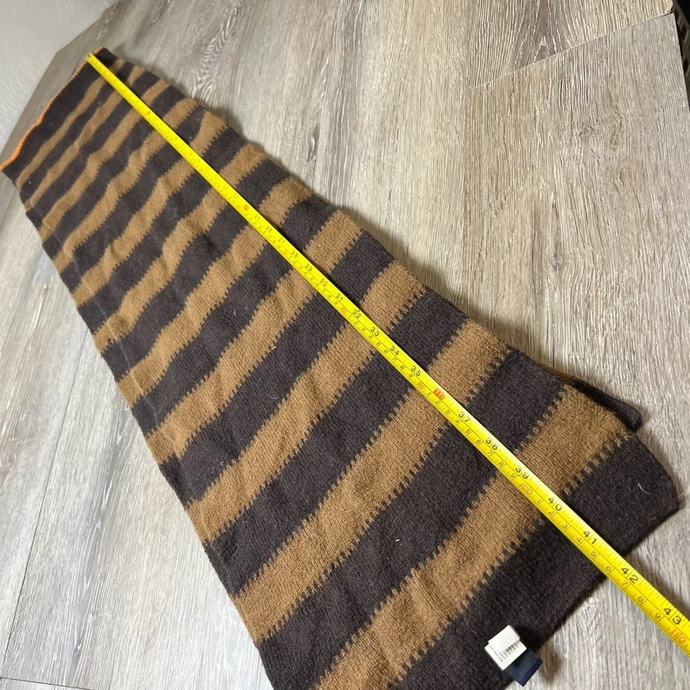 Gap Scarf Unisex OS Brown Tan Striped Cotton Lambswool Knit Winter Neckwear